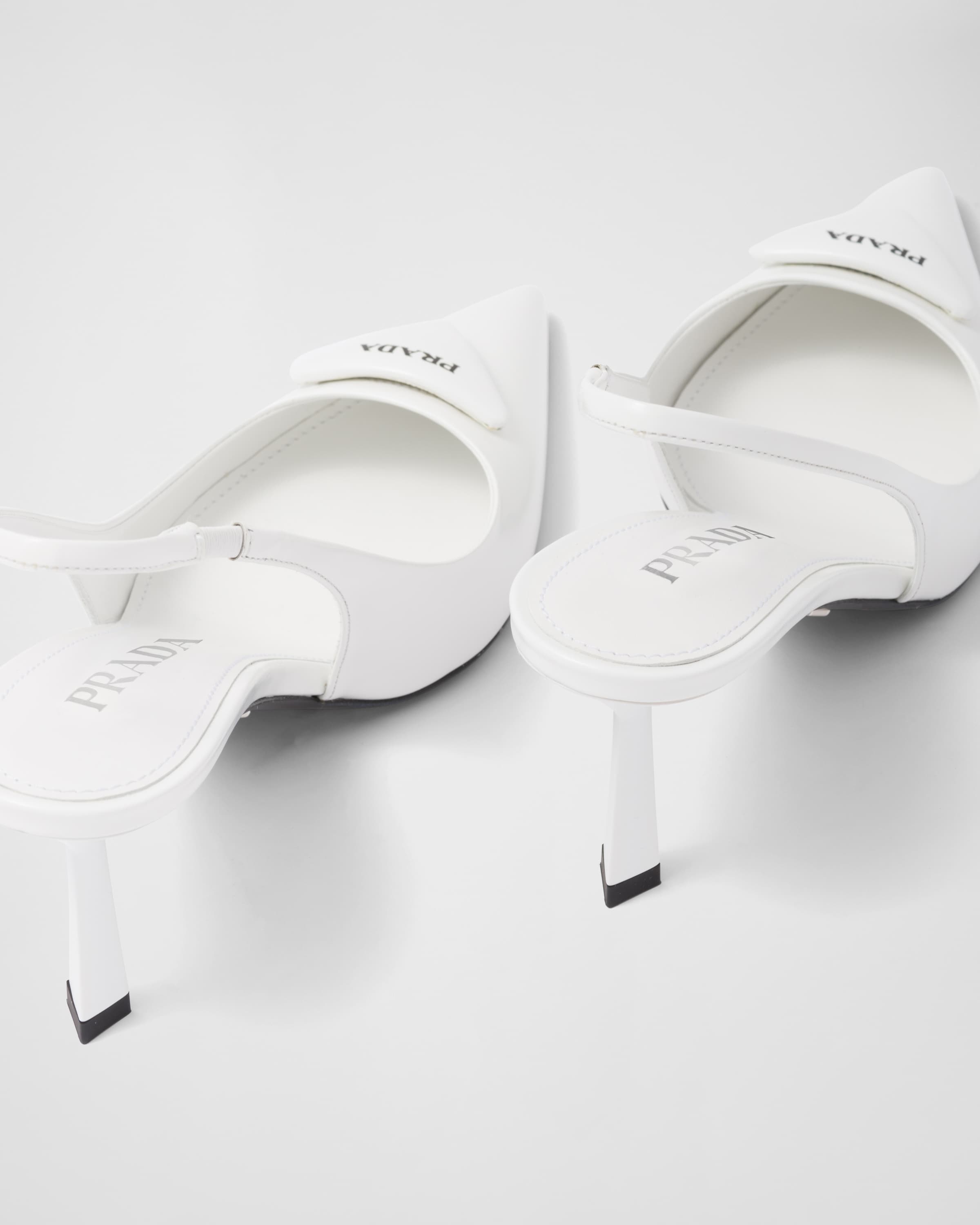 Prada Brushed Leather Slingback Pumps 75 In White