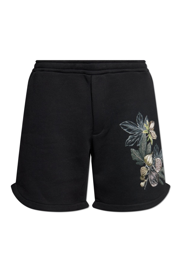 Emporio Armani Embroidered Cotton Shorts In Black
