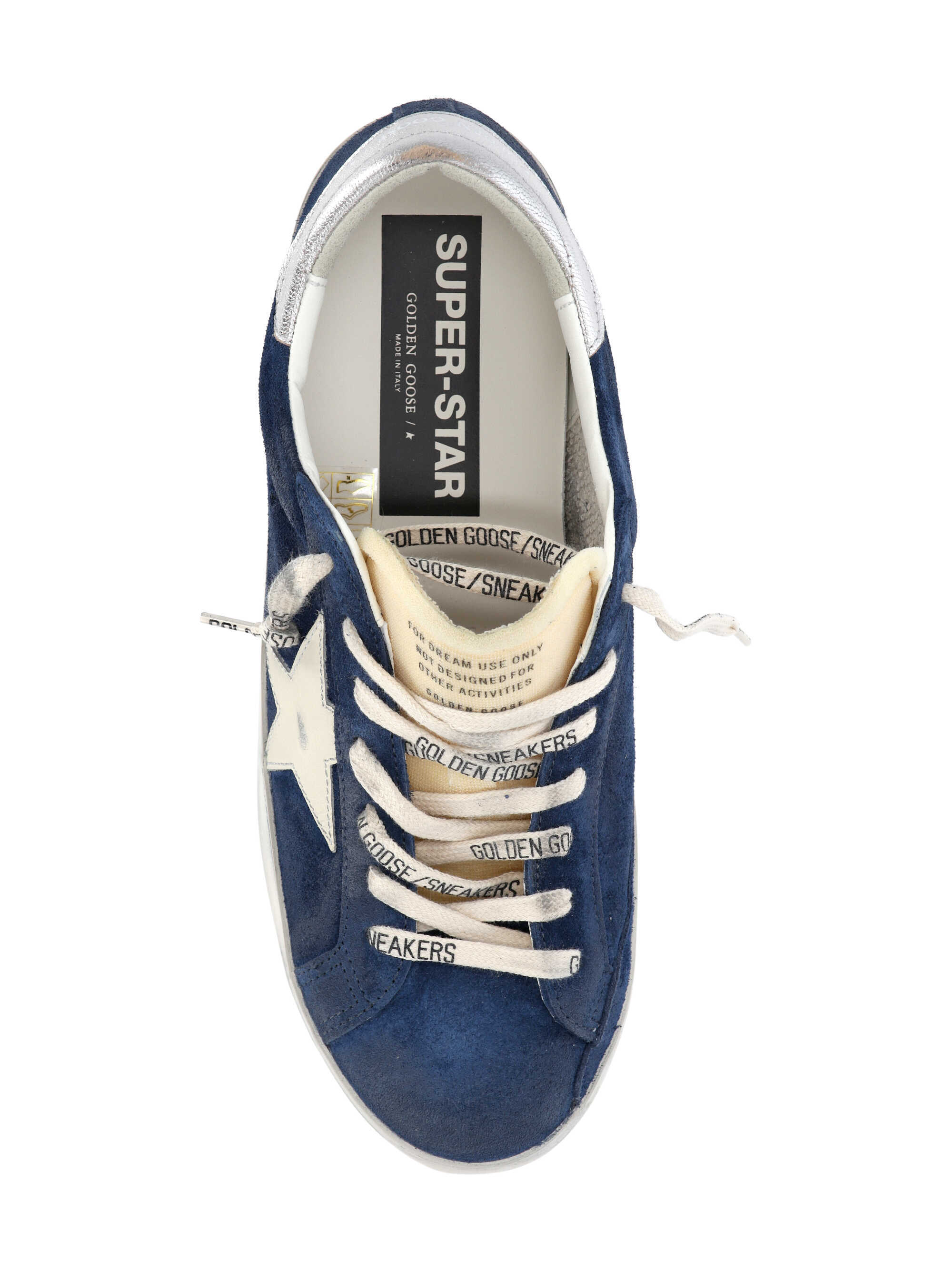 Golden Goose Super-star Suede Upper And Toe Foam Tongue Leather Star Laminated Heel Sneakers Blue In Blue