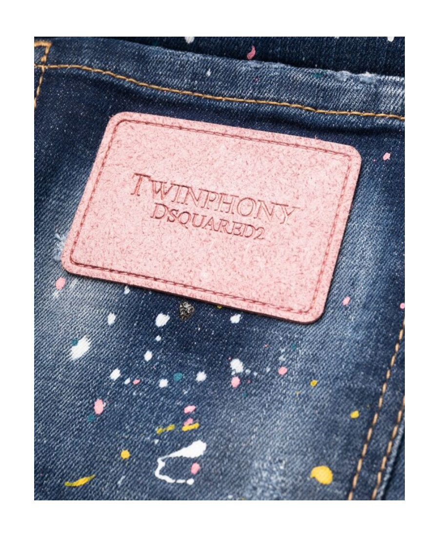 Dsquared2 Paint-splatter Distressed Slim-fit Jeans In Blue