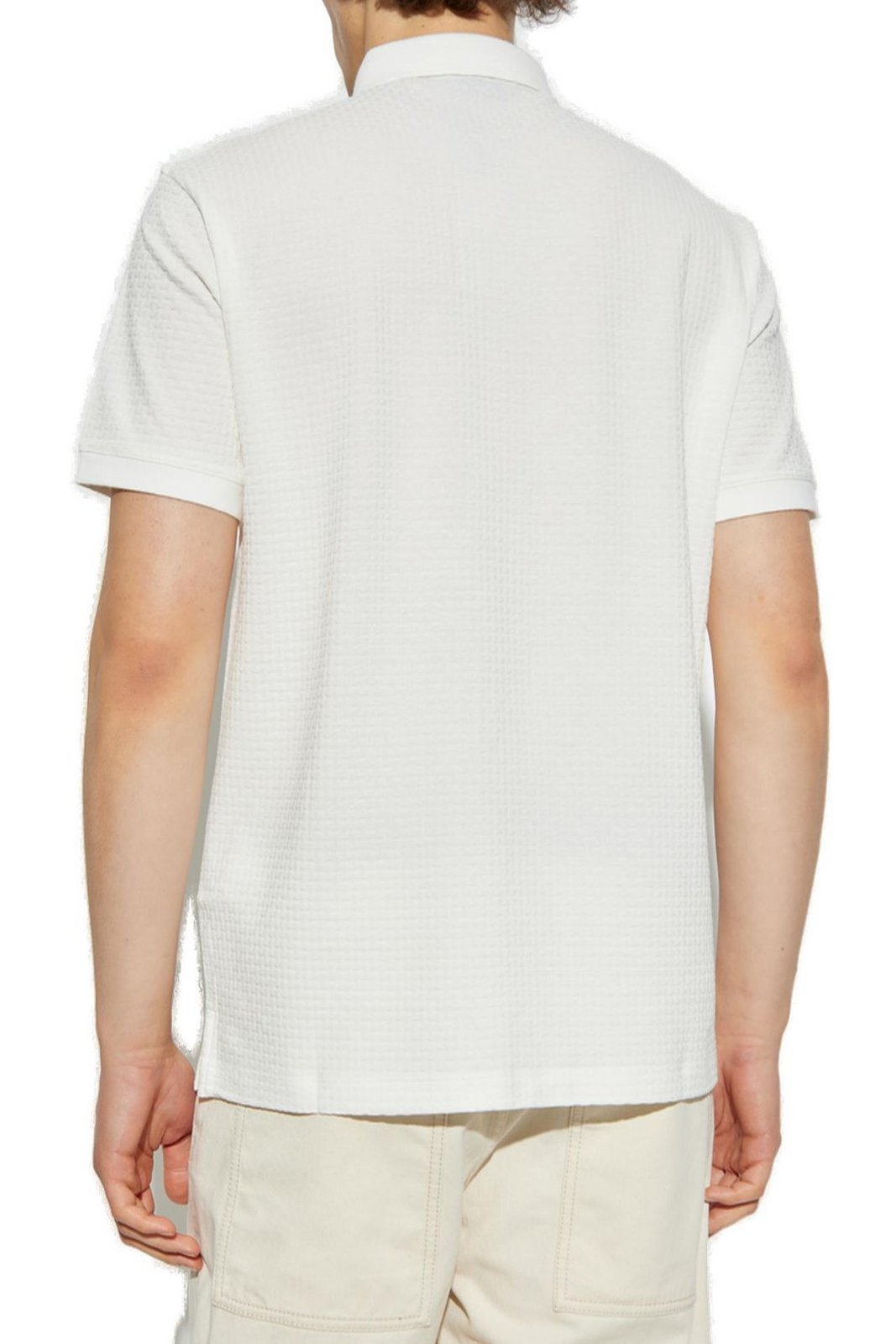 Emporio Armani Logo Embroidered Short-sleeved Polo Shirt In White