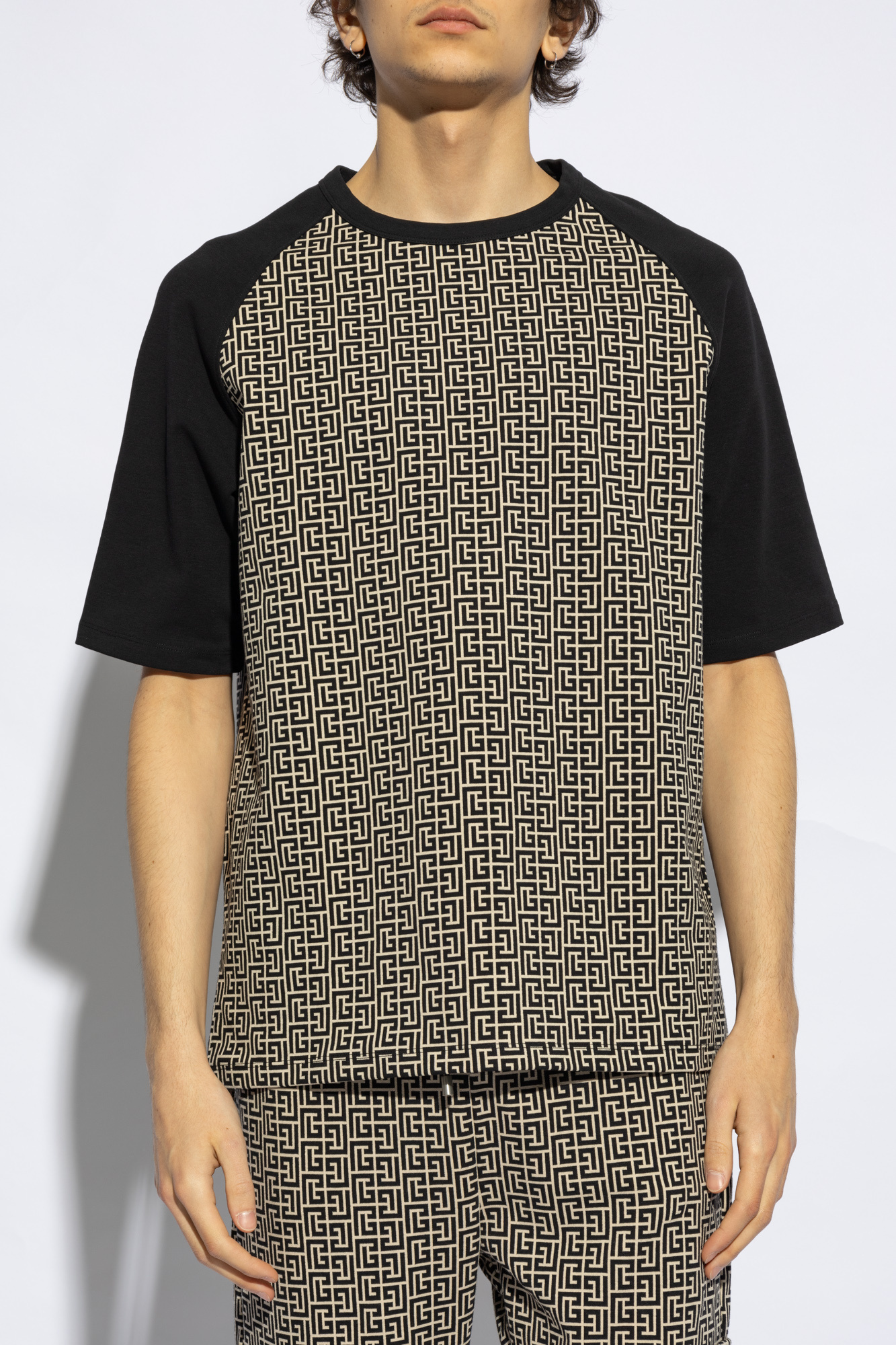 Shop Balmain Monogram Jacquard T-shirt In Black