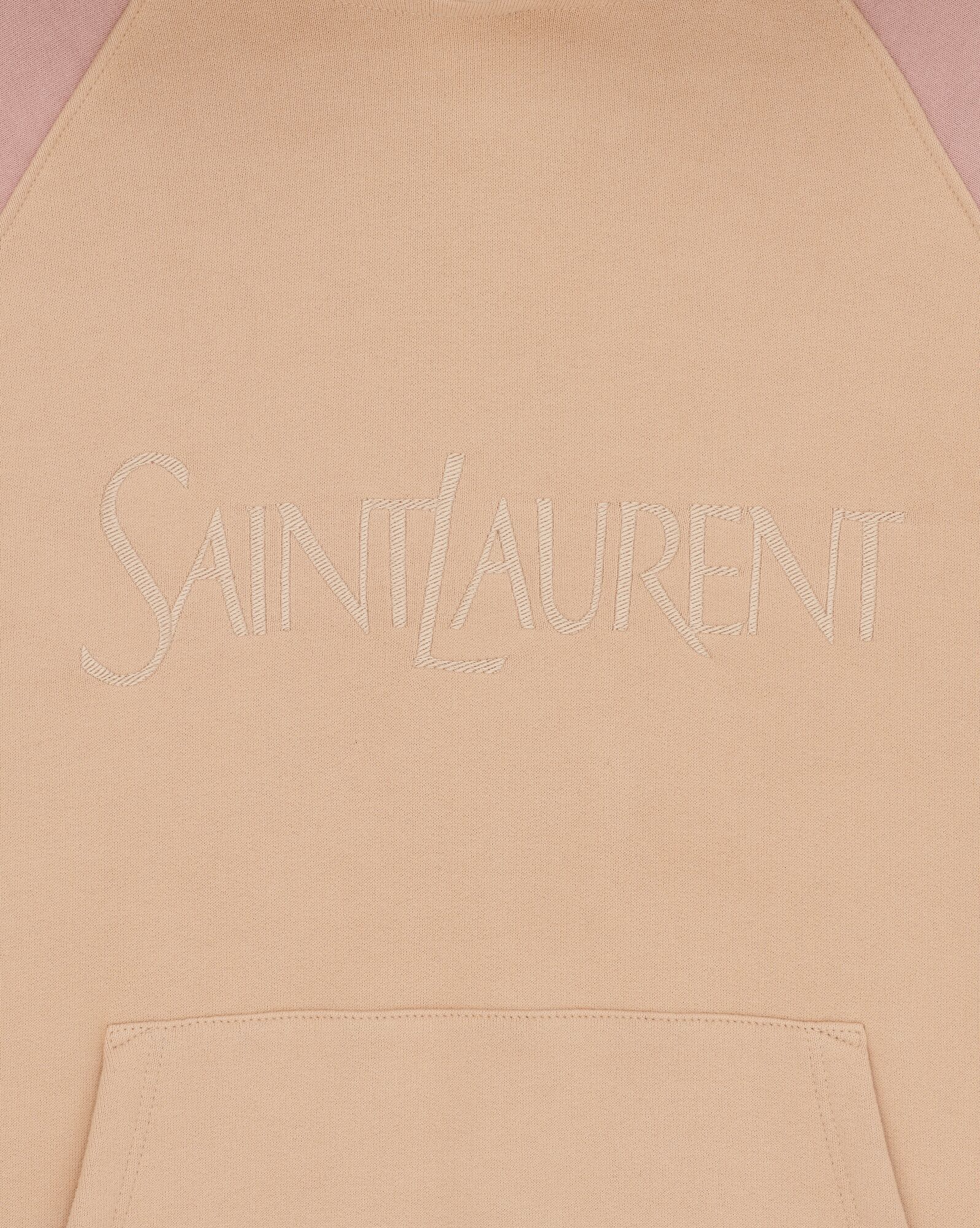 Saint Laurent Colour-block Logo Embroidery Hoodie In Nude