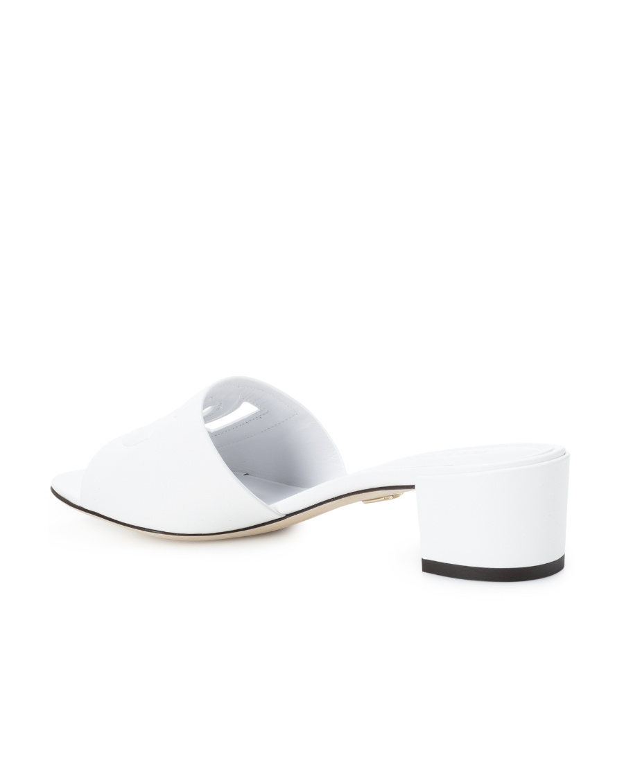 Dolce & Gabbana Women White Mules With Low Heel And Dg Millennials Detail In Smooth Leather Woman In White
