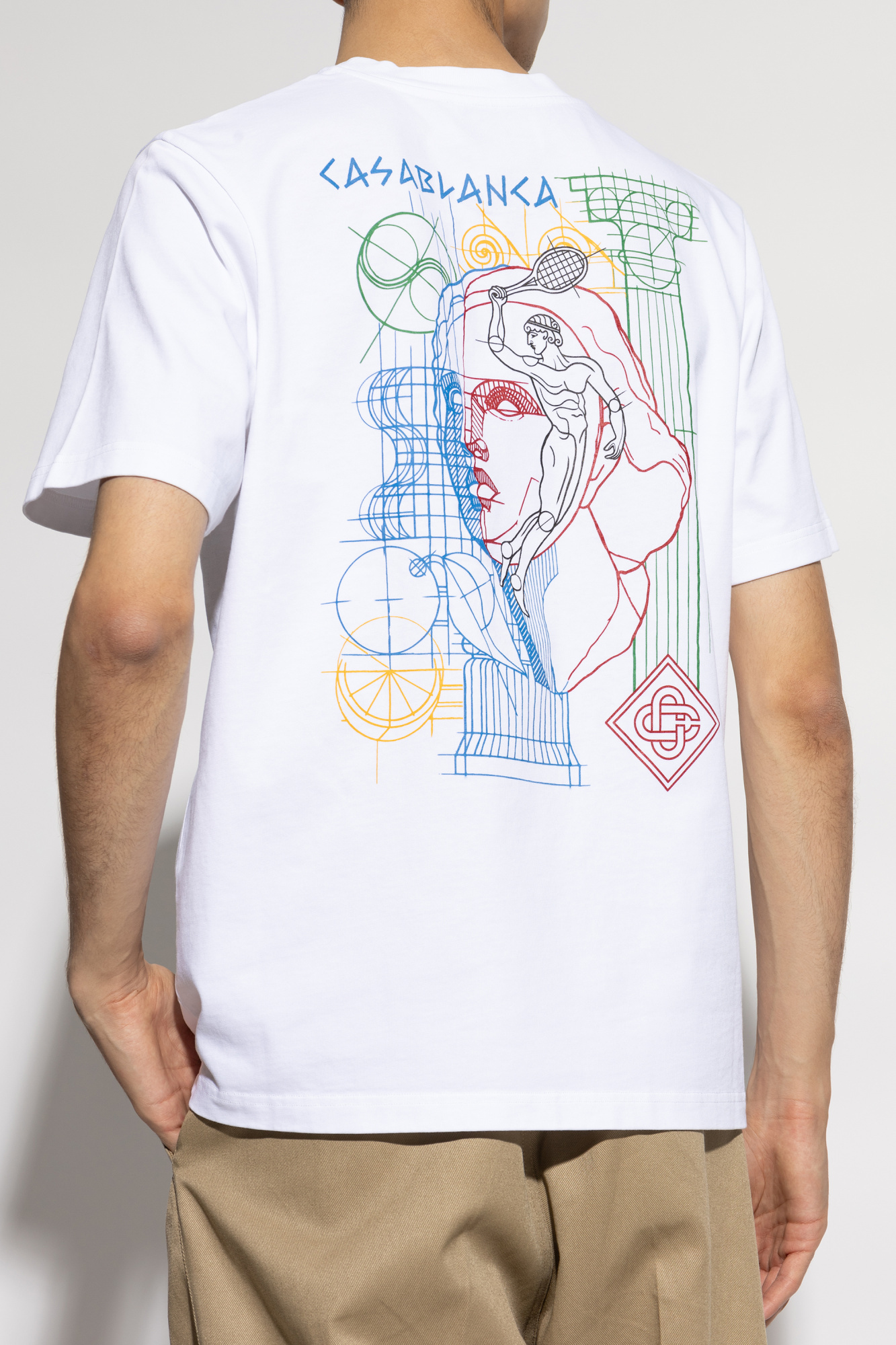 Casablanca Tennis Play Printed Cotton T-shirt In White