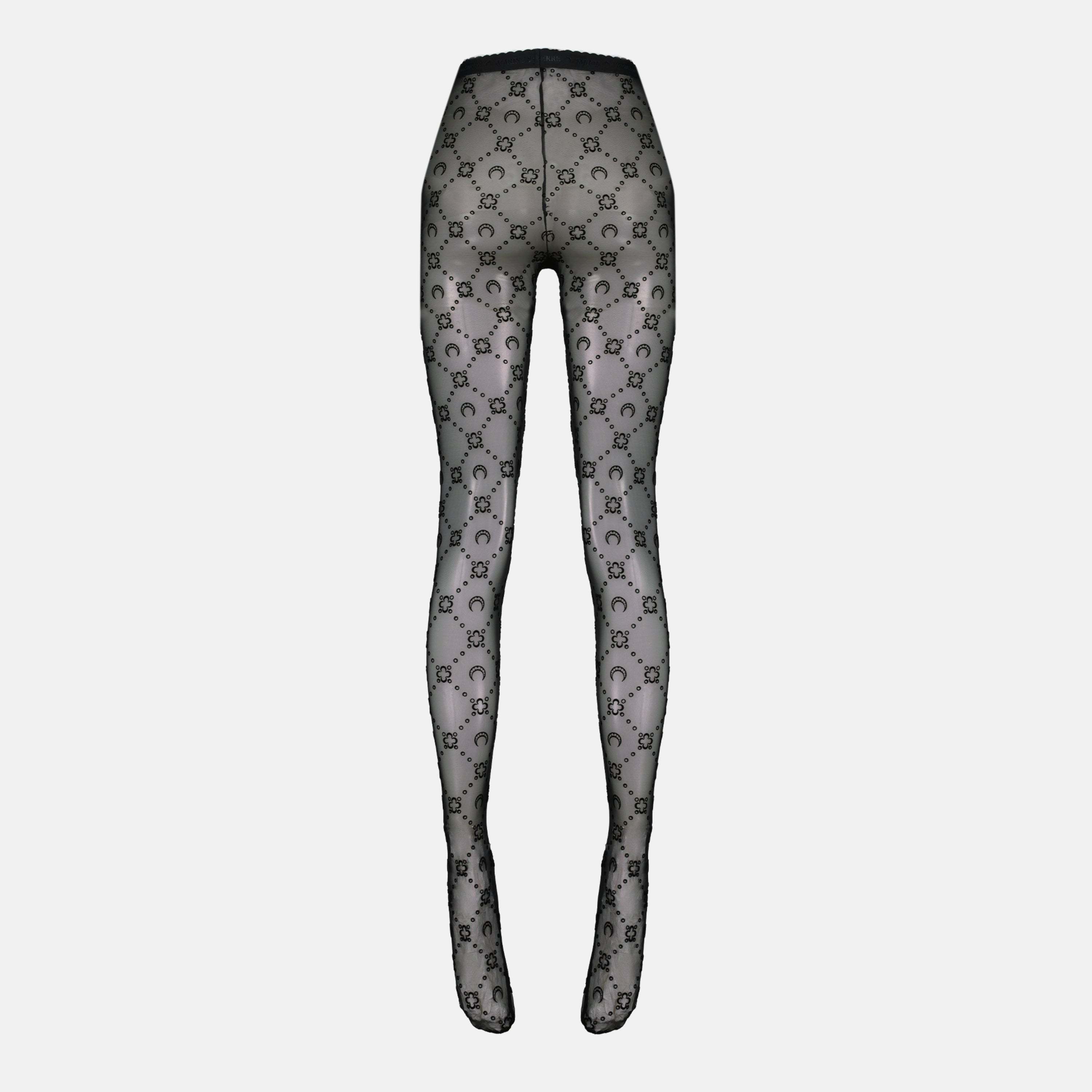 Marine Serre All-over Moon Printed Tights In Black