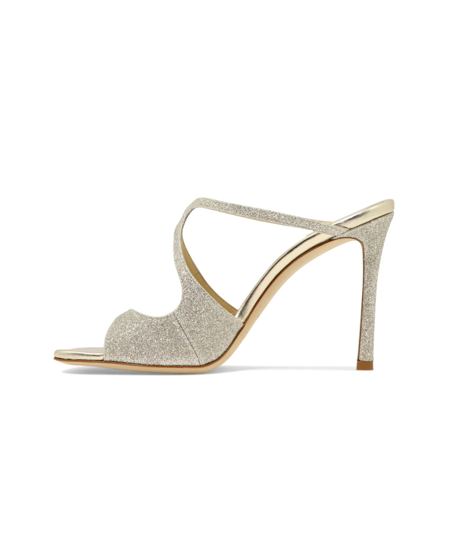 Jimmy Choo Anise 95 Glittered Mules In Gold