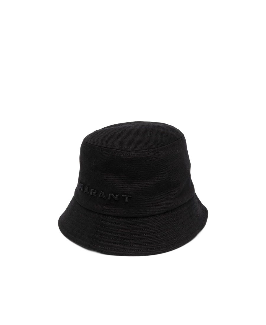 Isabel Marant Embroidered-logo Cotton Bucket Hat In Black