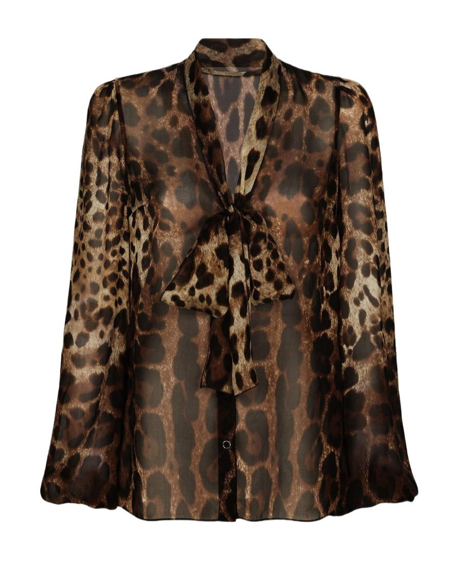 Shop Dolce & Gabbana Leopard-print Silk Blouse In Black