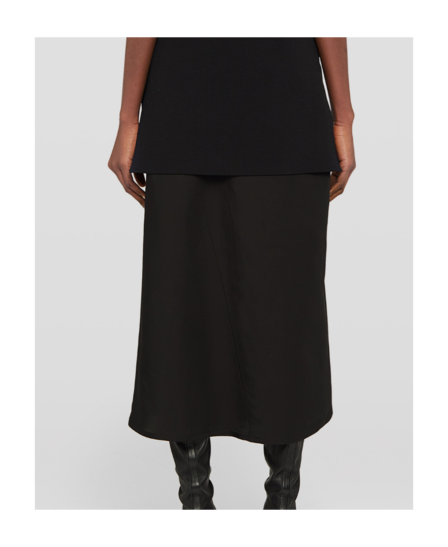 Jil Sander Double-layered Midi Skirt With Side Full Zip In Black