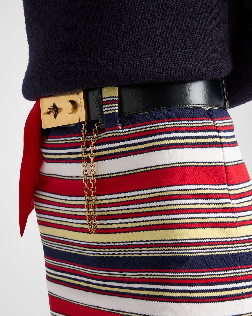 Shop Prada Cotton Skirt In Red/blue