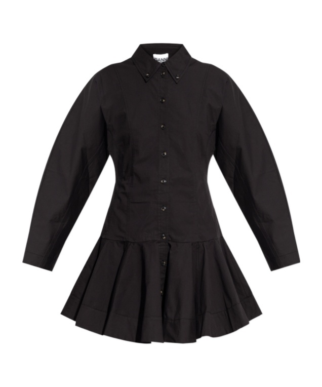 Ganni Women Short Chemisier Dress In Black