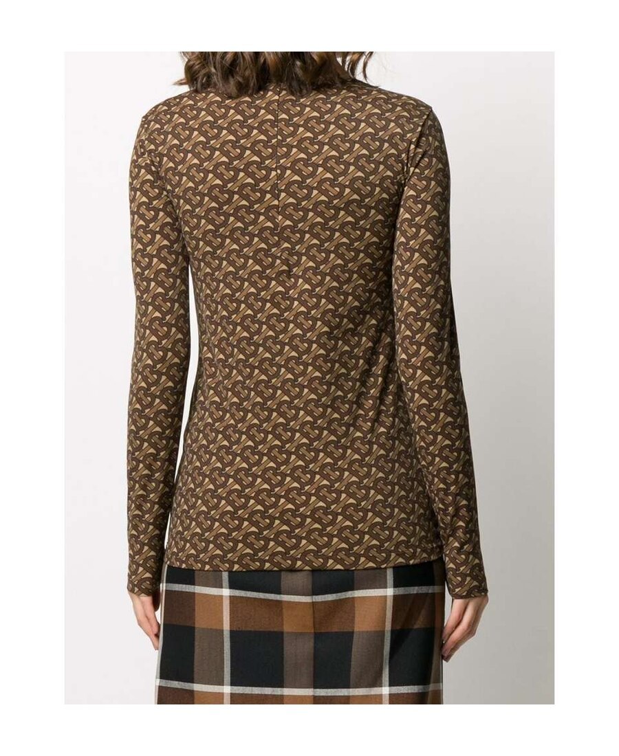 Burberry Tb Monogram Turtleneck Top In Brown