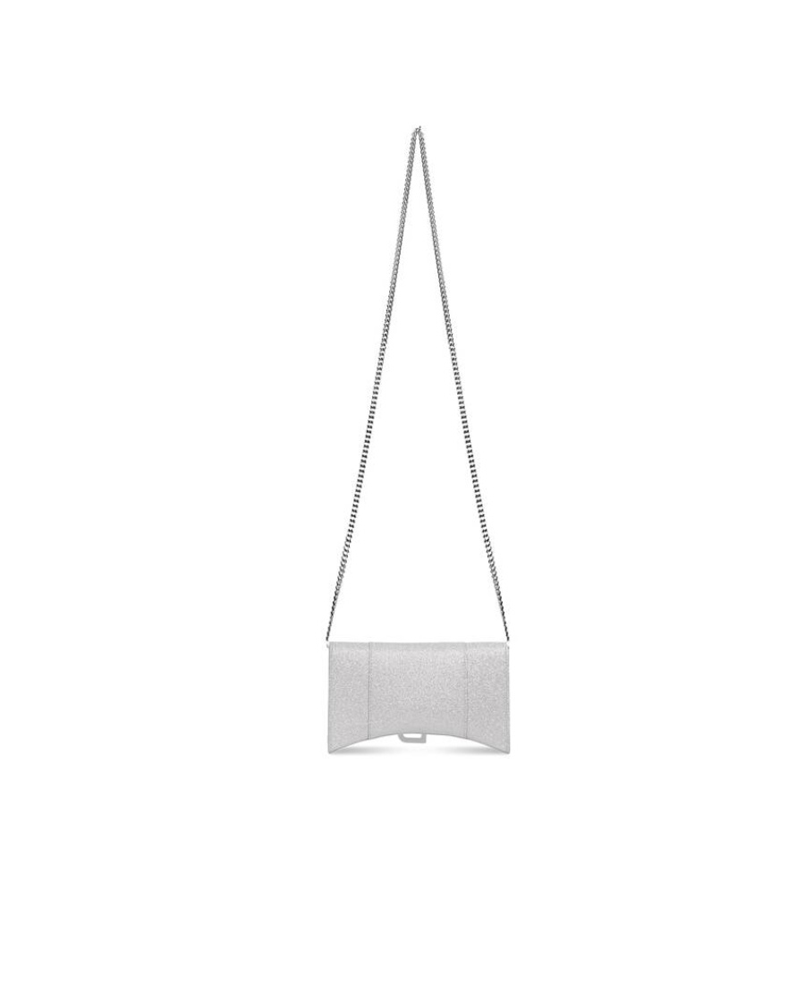 Balenciaga Xs Hourglass Wallet Shoulder Bag In White