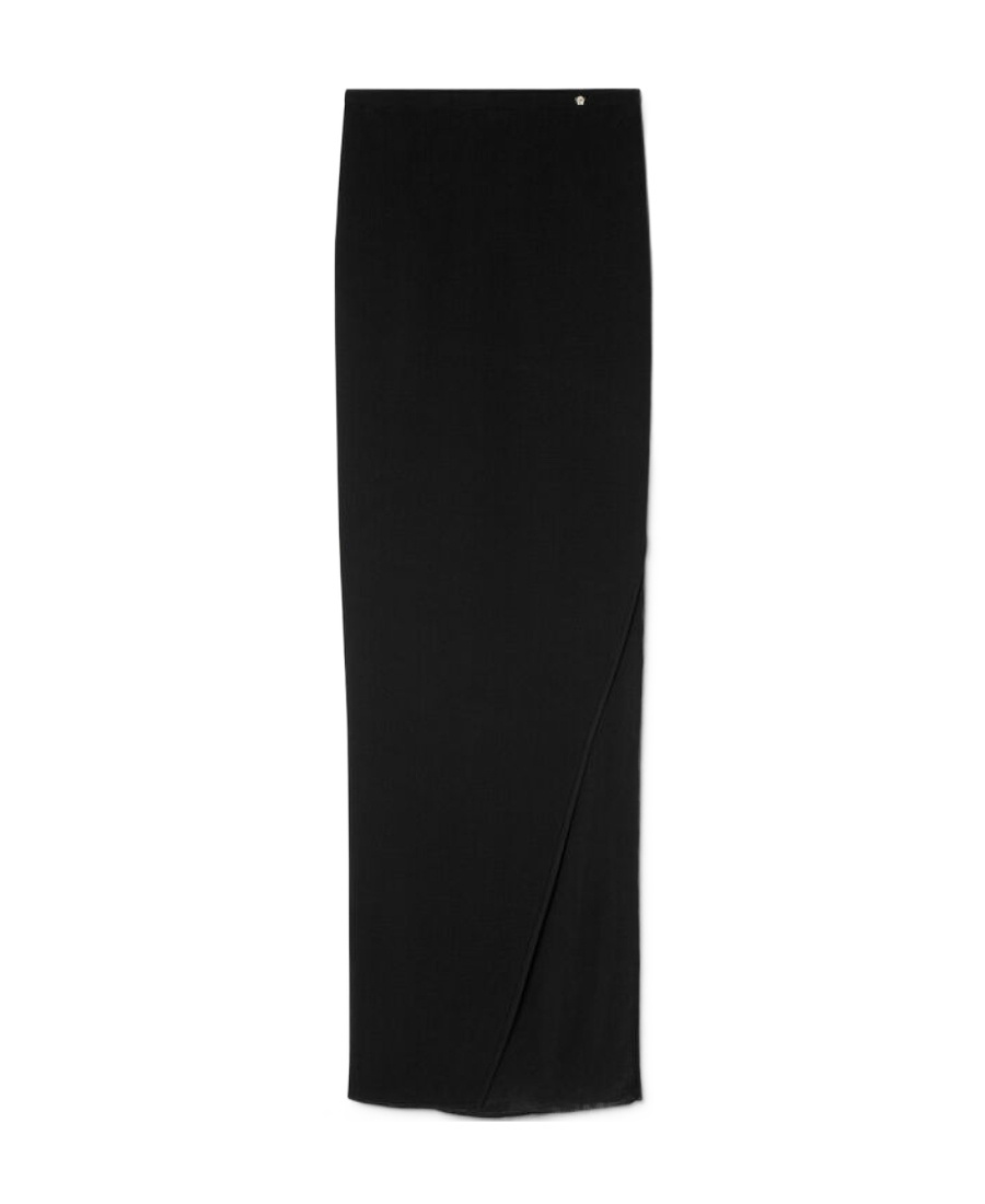 Versace Side-slit Fine-knit Maxi Skirt In Black
