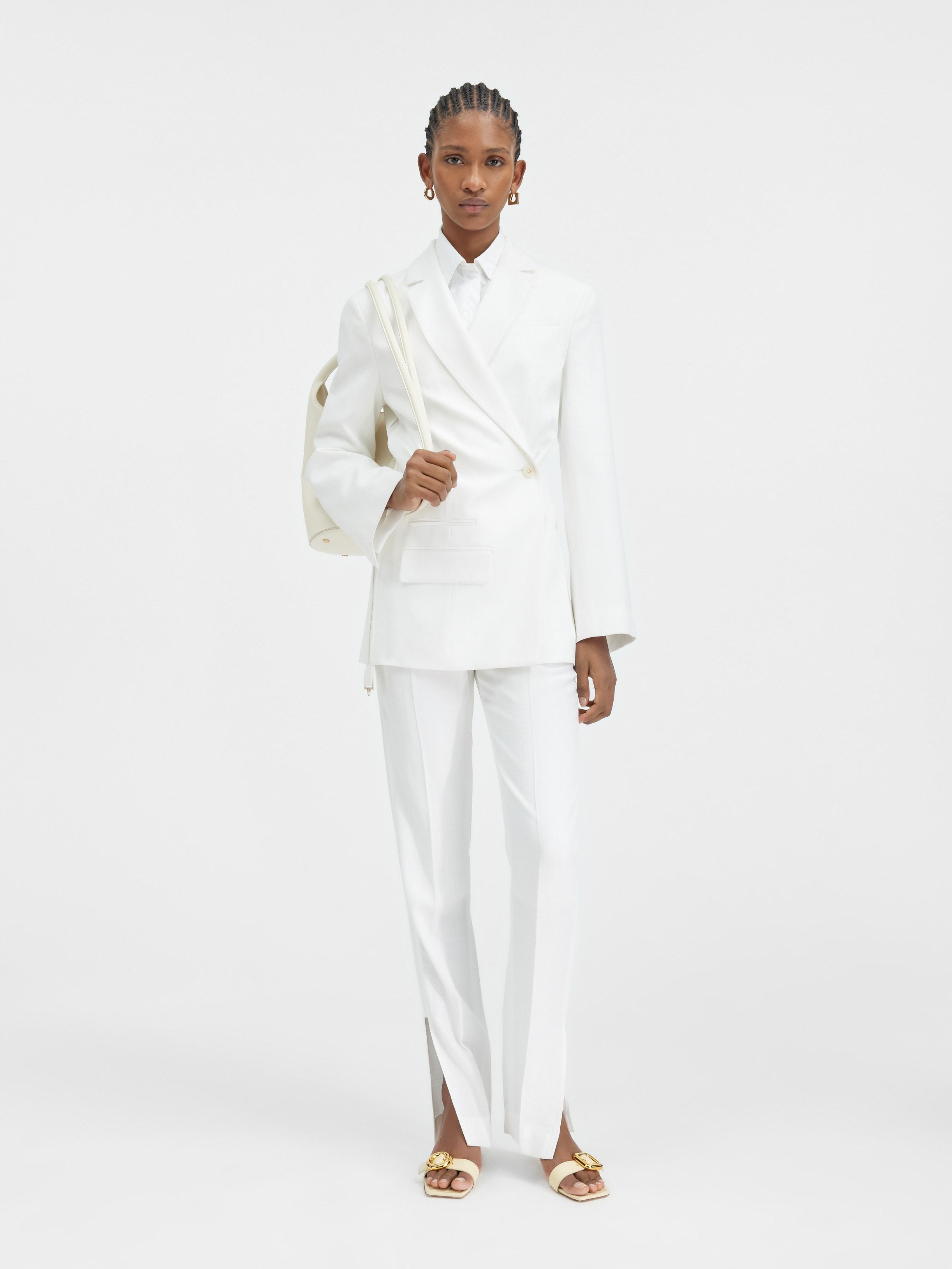 Jacquemus Crossover Double-breasted Blazer In White