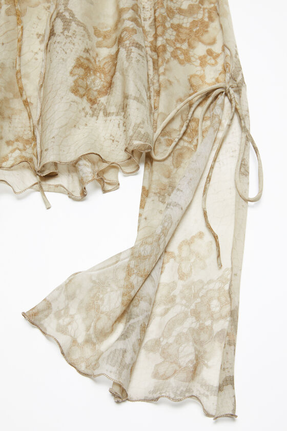 Acne Studios Floral-print Semi-sheer Shirt In Nude