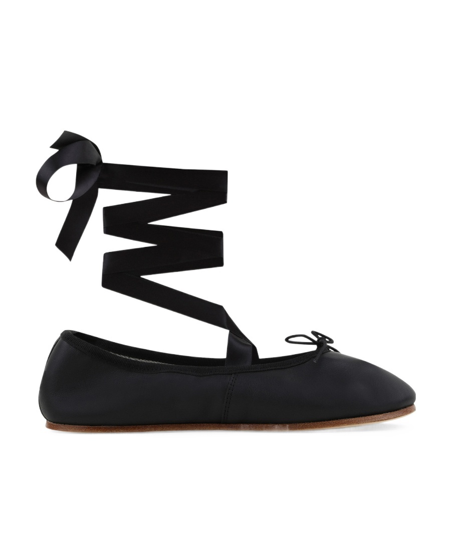 Repetto Sophia Ballet Flats With Satin Ribbons Shoes In Black