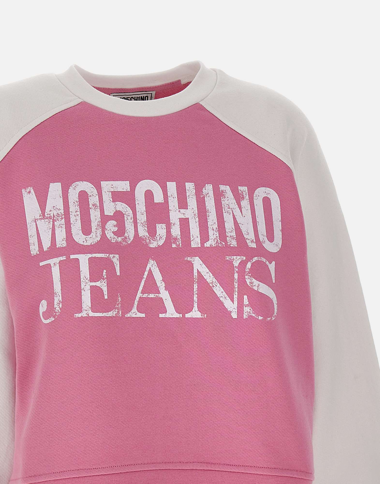 Moschino Round Collar Long Sleeve Sweater In White