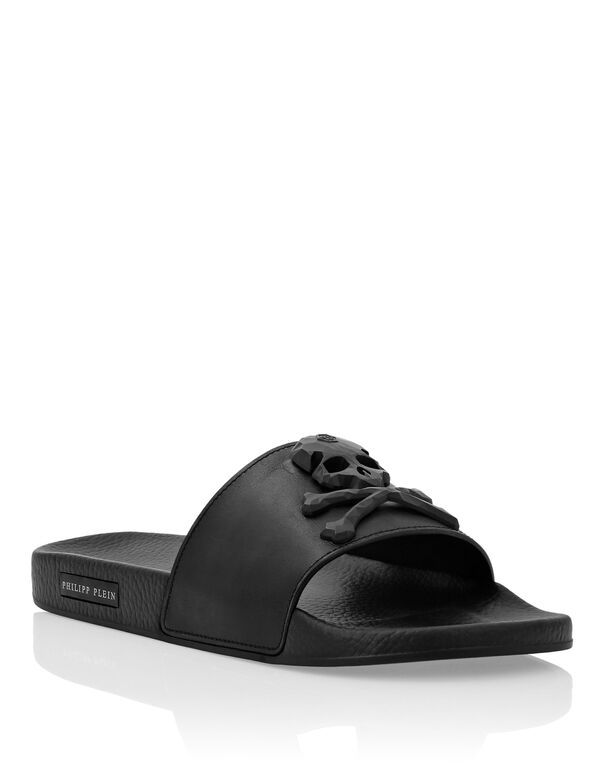 Philipp Plein Logo Details, Flip-flops. In Black