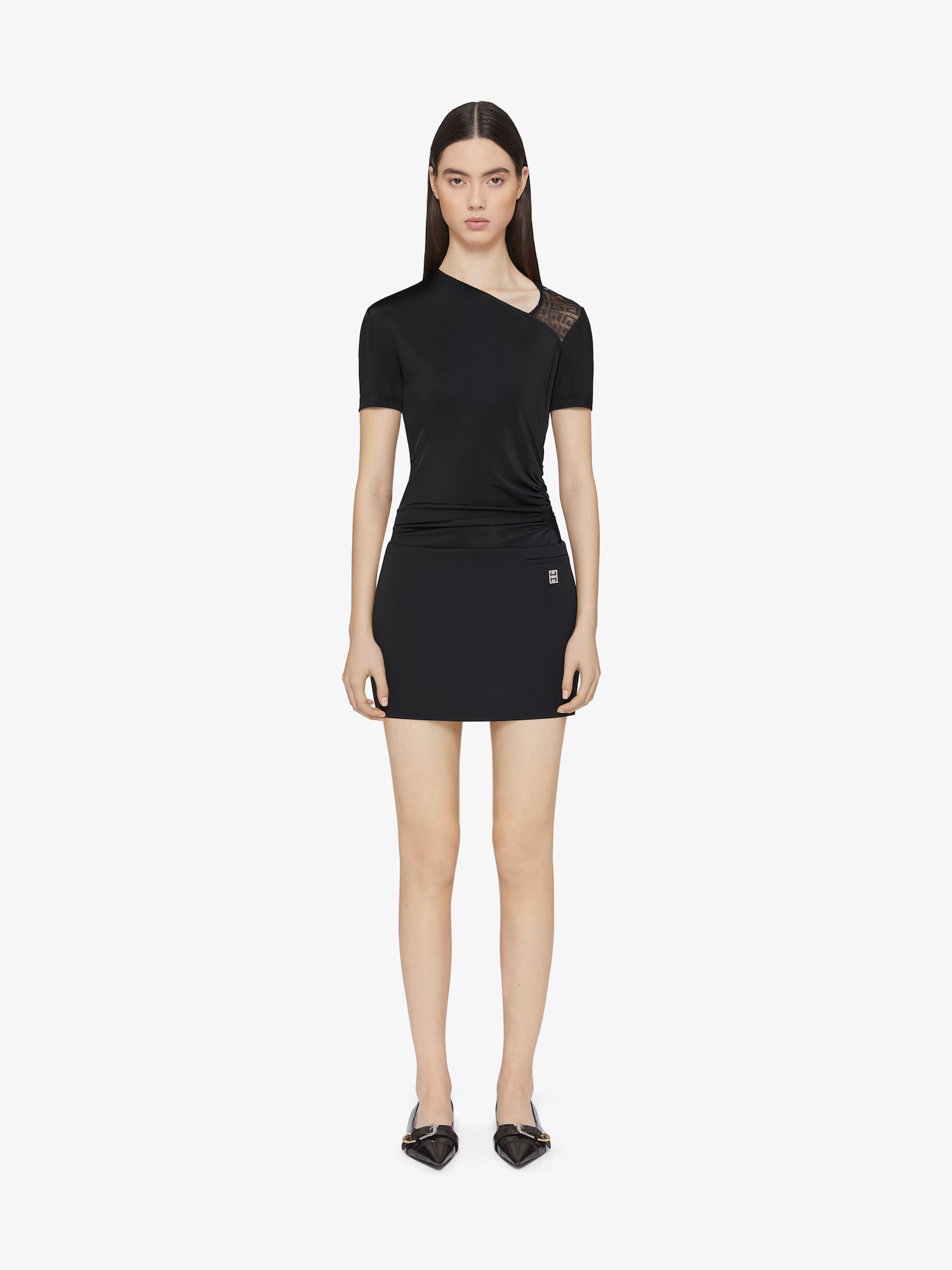 Givenchy 4g Mesh Draped Top In Black