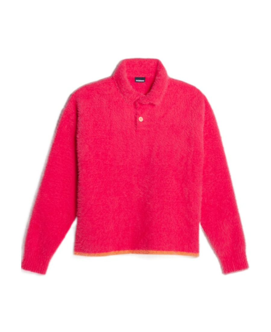 Jacquemus Textured Polo Jumper In Red