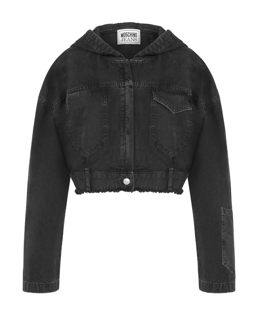 Moschino Long-sleeved Hooded Casual Jacket In Black