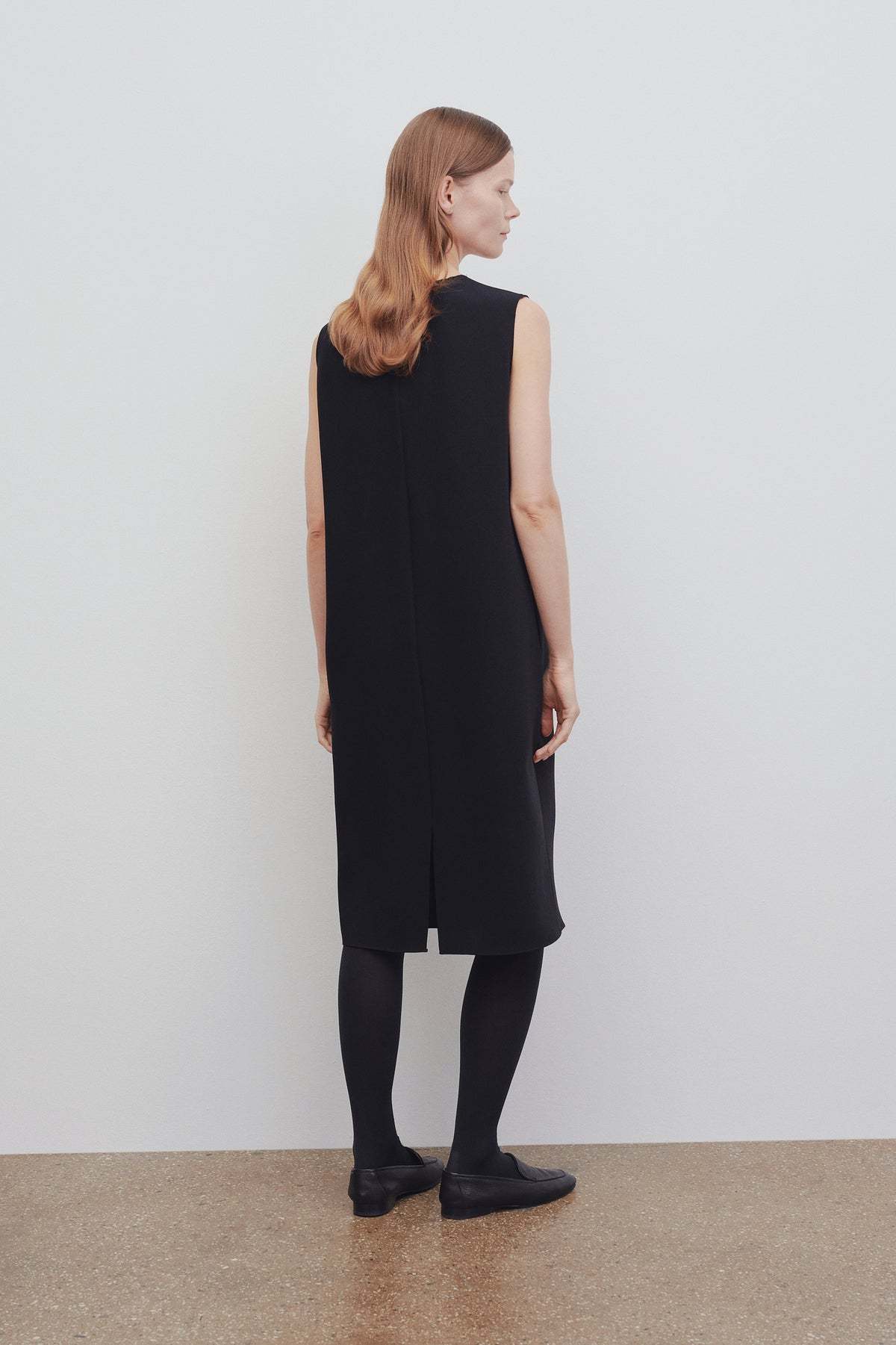 The Row Mirna Double Face Cady Shift Dress In Black