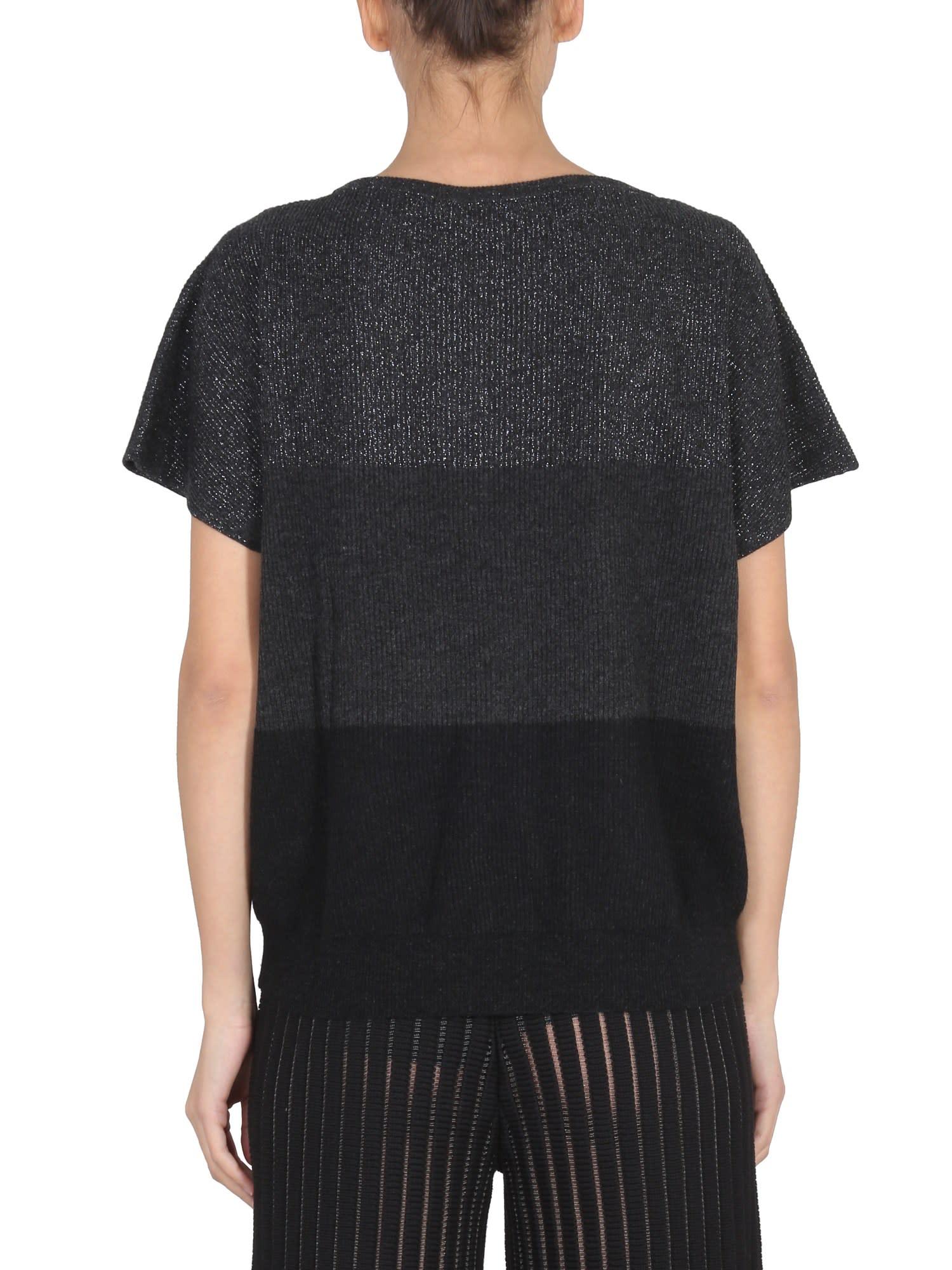 Fabiana Filippi Striped Wool T-shirt In Black