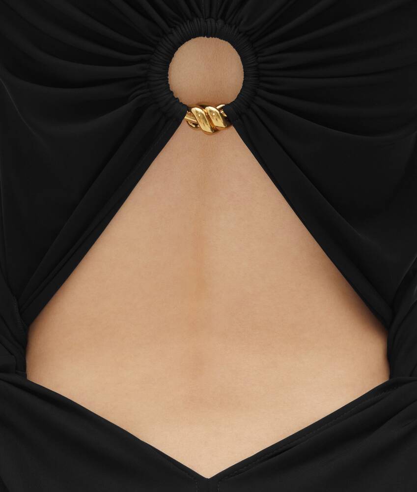 Bottega Veneta Long Dress In Viscose Jersey With Knot Ring In Black