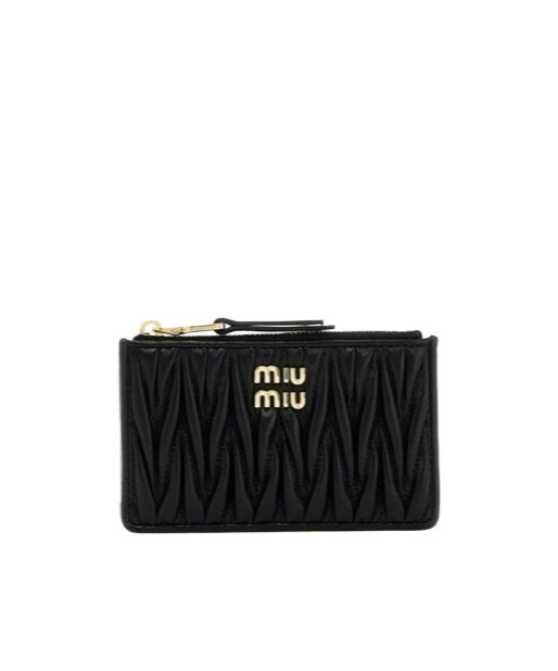 Miu Miu Matelassé Nappa Leather Envelope Wallet In Black