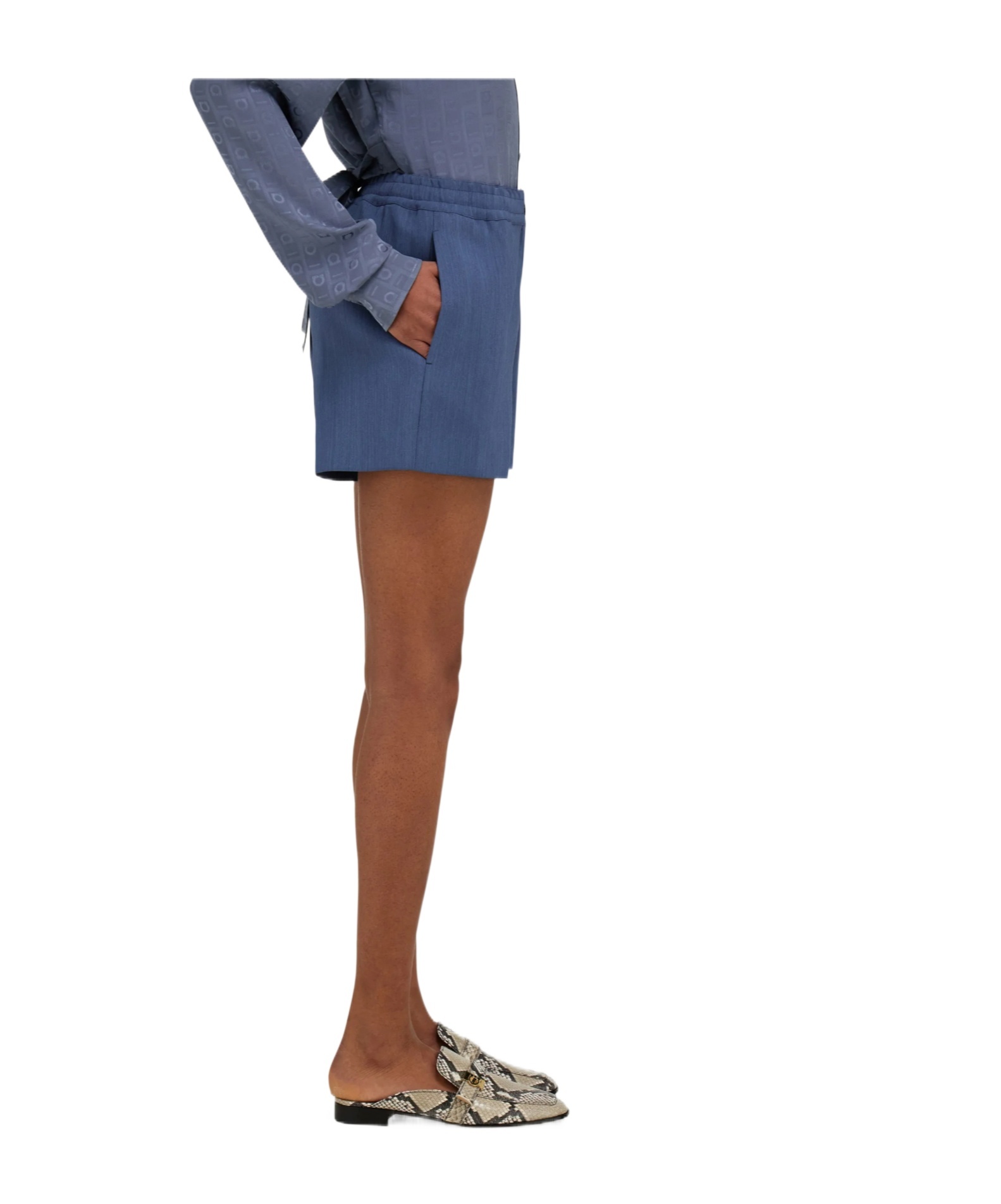 Ferragamo Elastic Waist Shorts In Blue