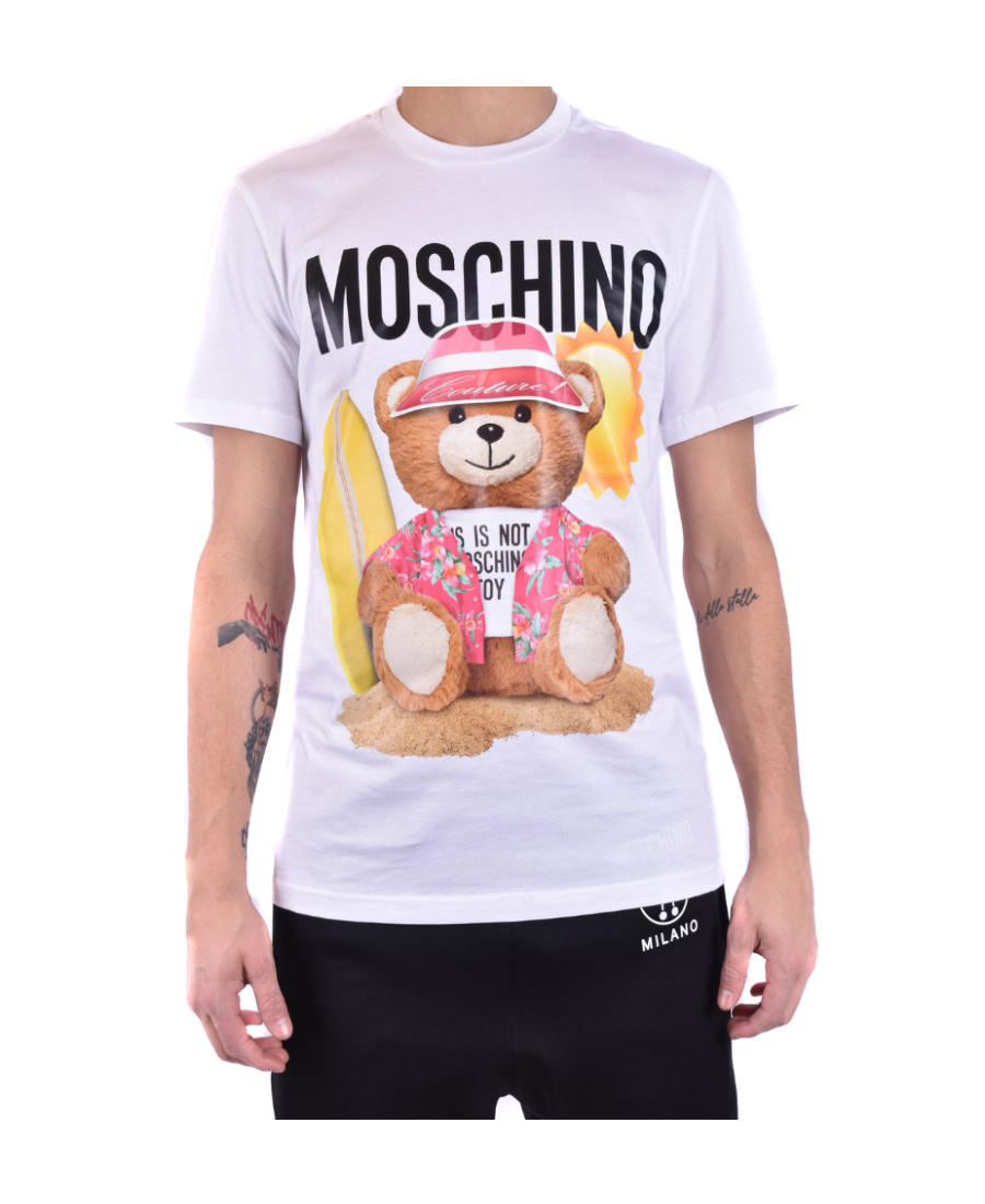 Moschino Teddy Bear Print Cotton T-shirt In White