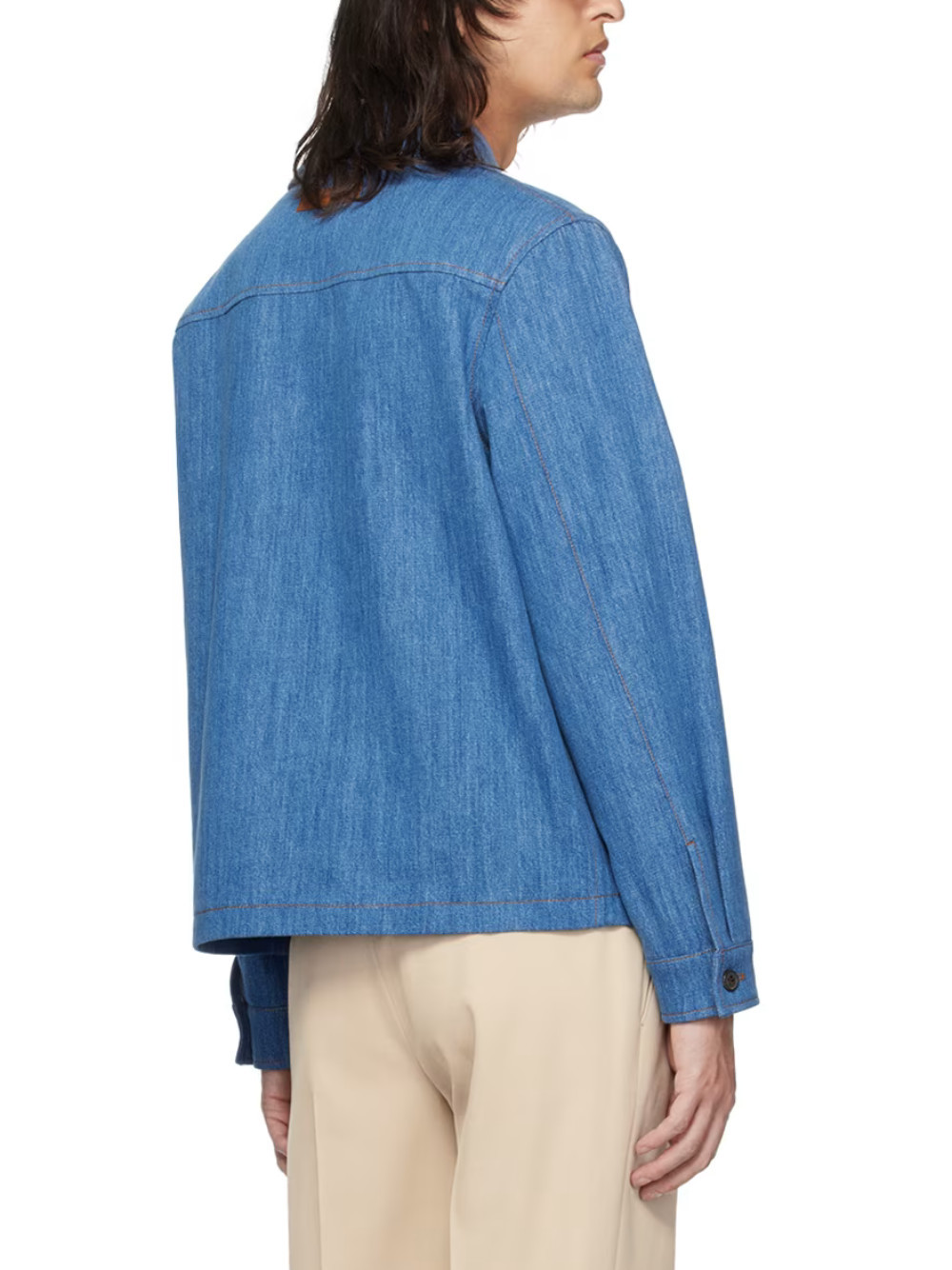 Zegna Button Denim Jacket In Blue