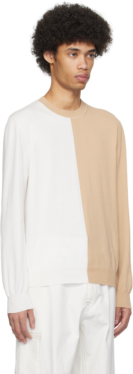 Mm6 Maison Margiela Two-color Sweater In White