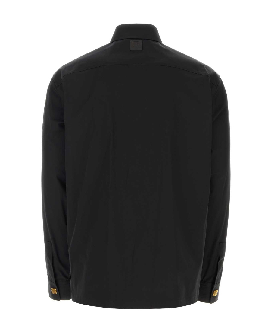 Balmain Men's Noir Monogram-button Cotton Shirt In Black