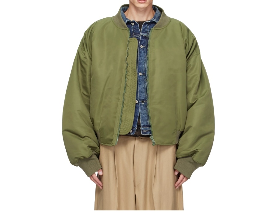 Hed Mayner Khaki Nylon Bomber Jacket In Green