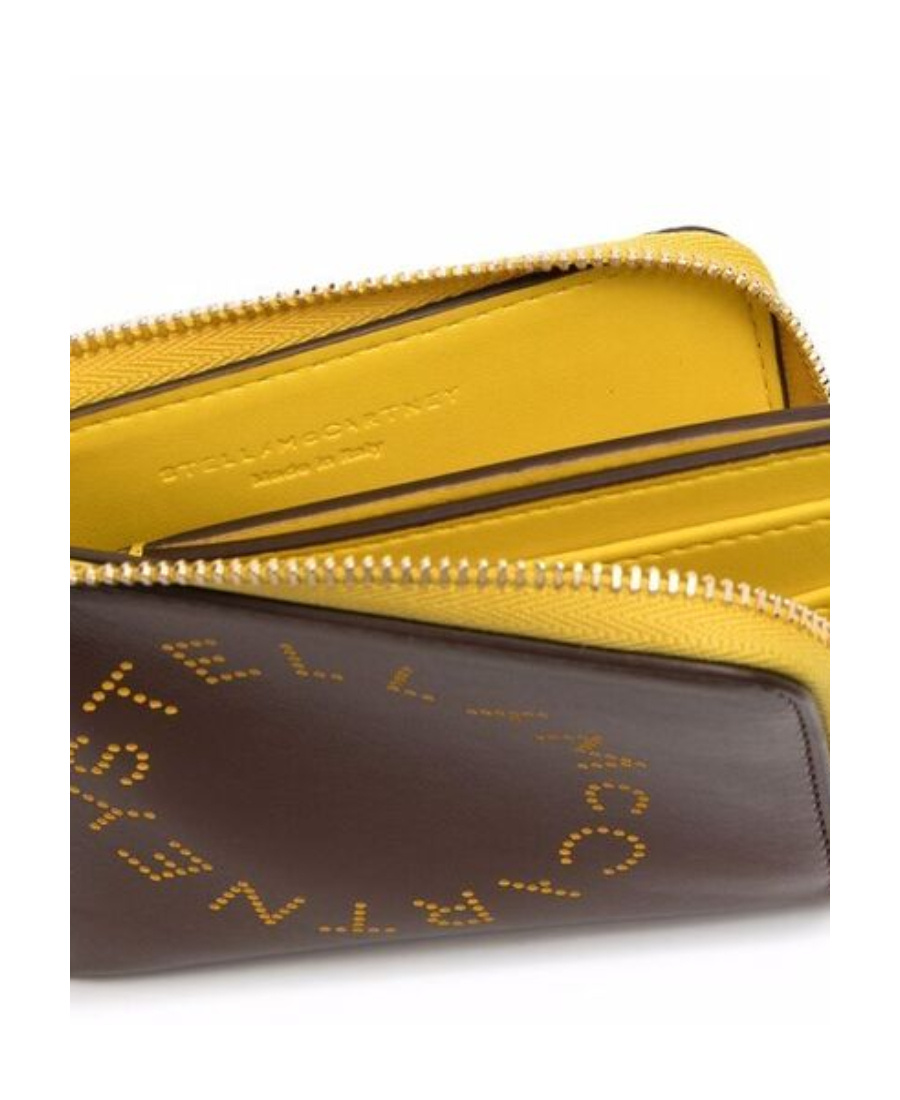 Stella Mccartney Stella Logo Zip-around Cardholder In Brown