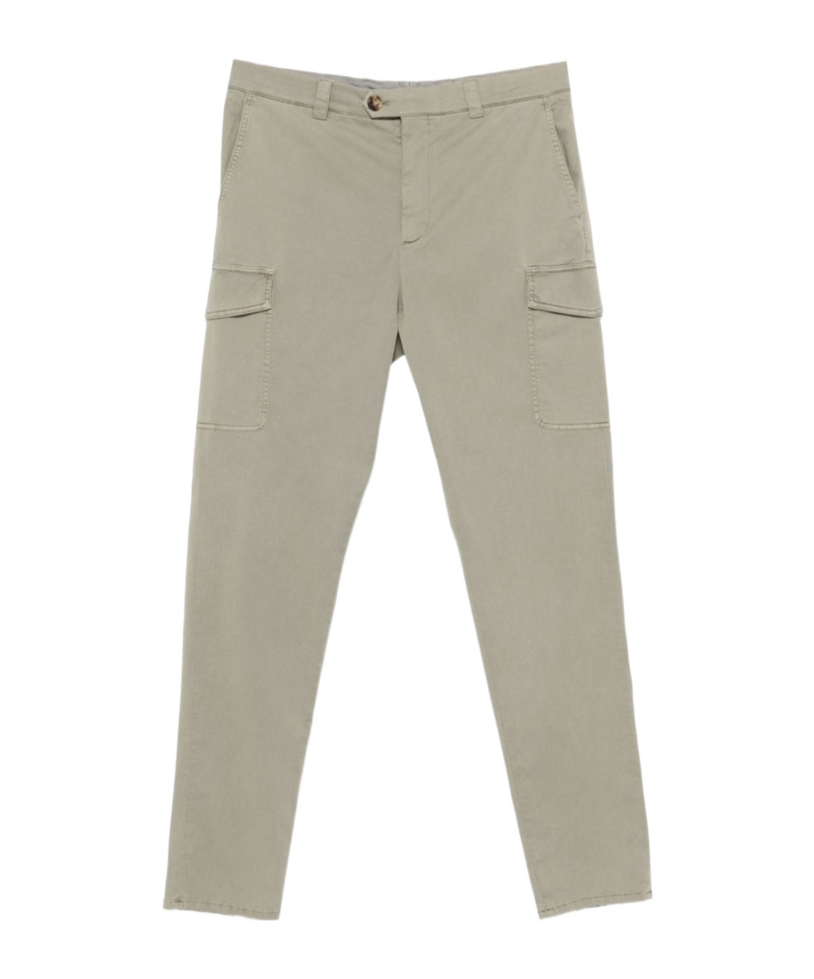 Brunello Cucinelli Cotton Cargo Trousers With Side And Back Pockets In Gray