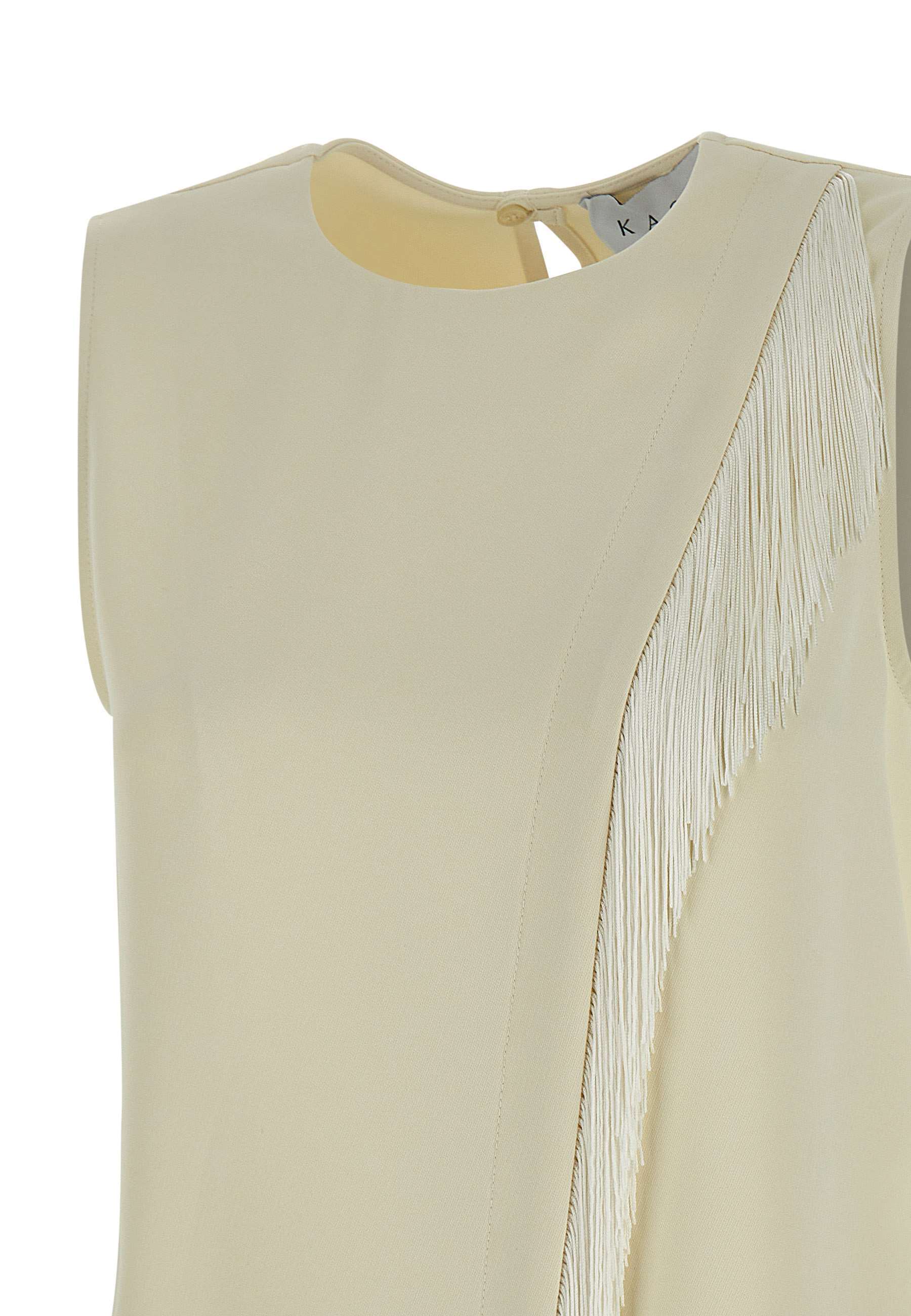 Kaos Fringe-detail Sleeveless Top In Neutral