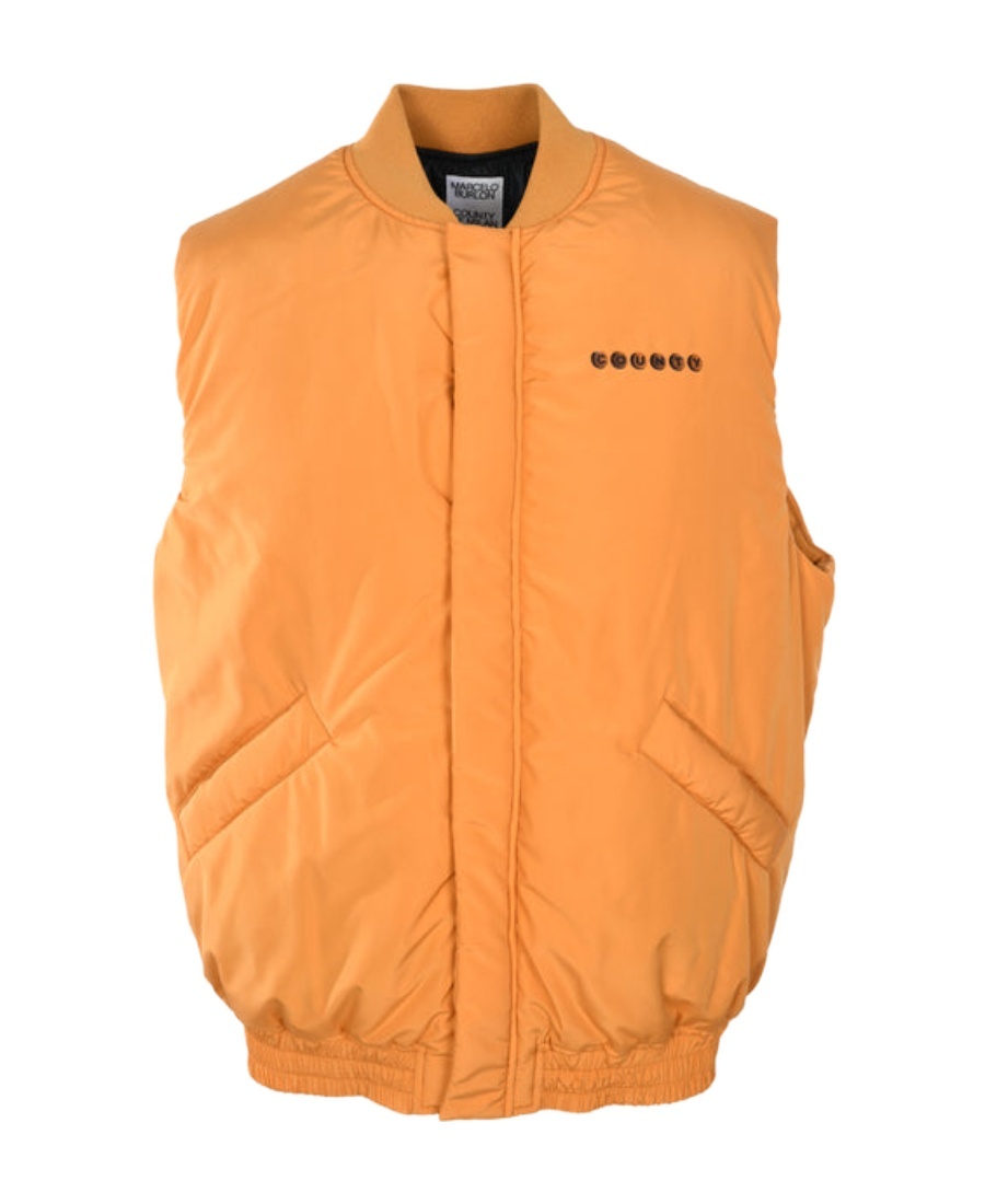 Marcelo Burlon County Of Milan County Sugar Logo-print Padded Gilet In Orange