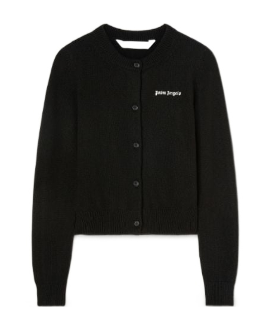 Palm Angels Logo-print Button-up Cardigan In Black