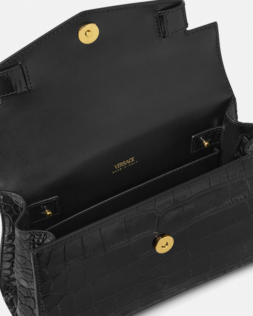 Versace Medusa '95 Crocodile-embossed Tote Bag In Black