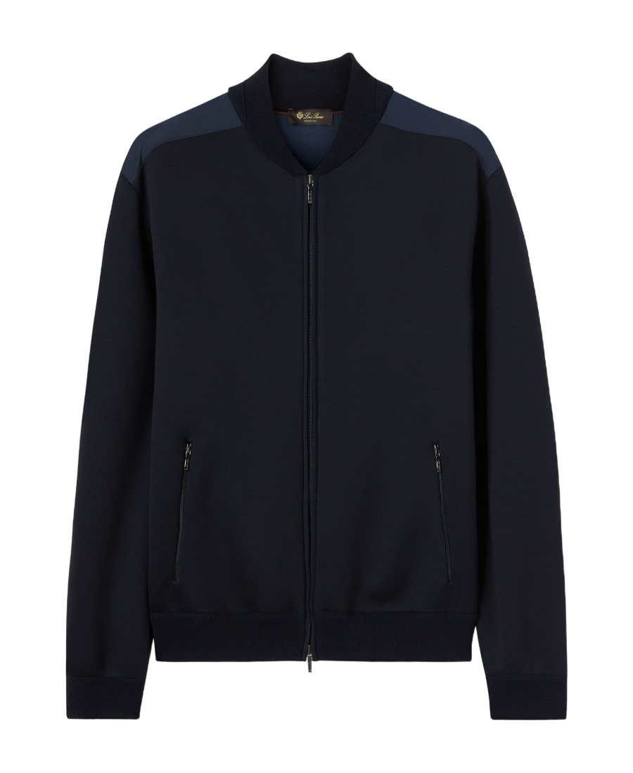 Loro Piana Zippered Casual Jacket In Navy Blue