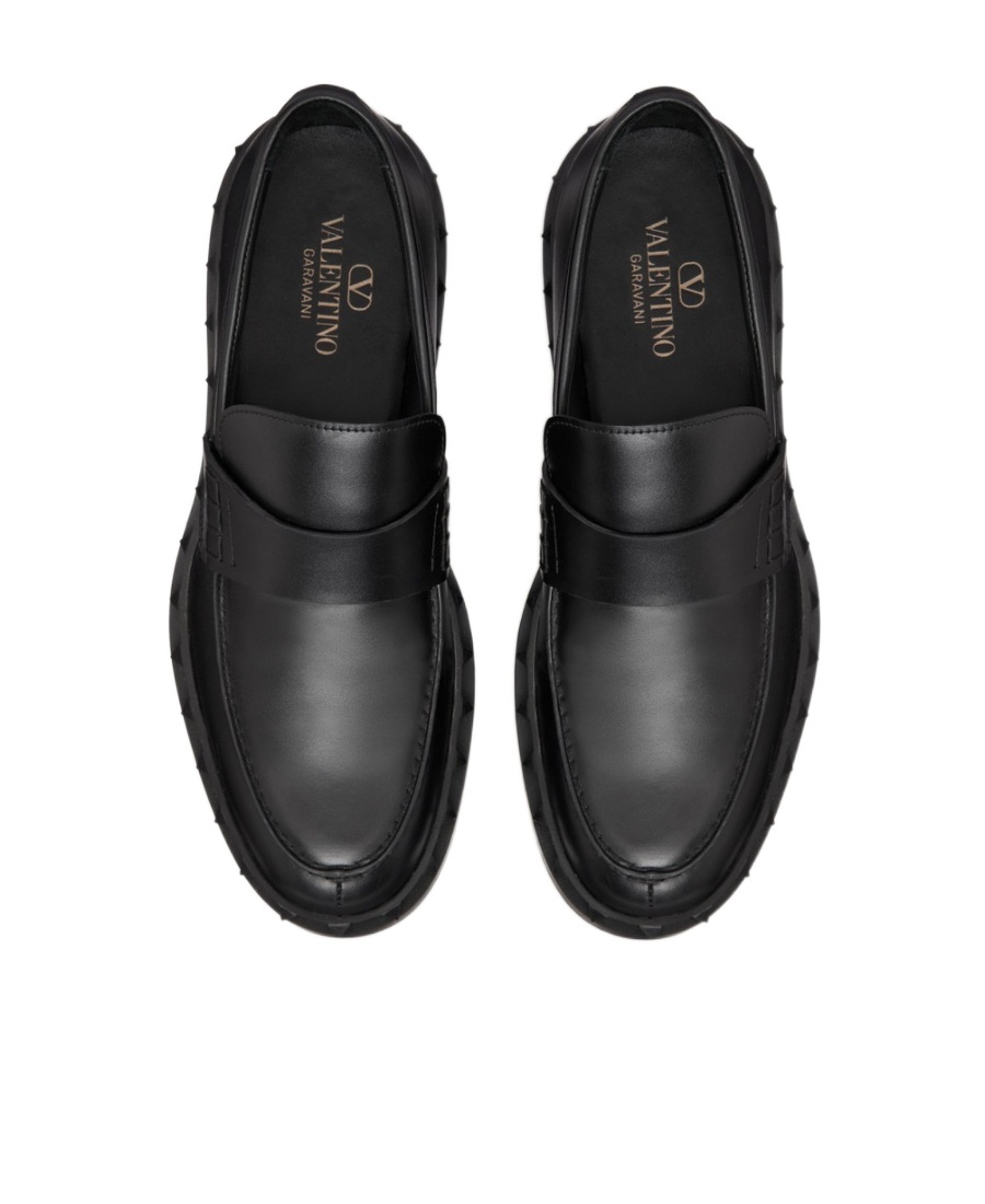 Valentino Garavani Rockstud M-way Calfskin Loafer In Black