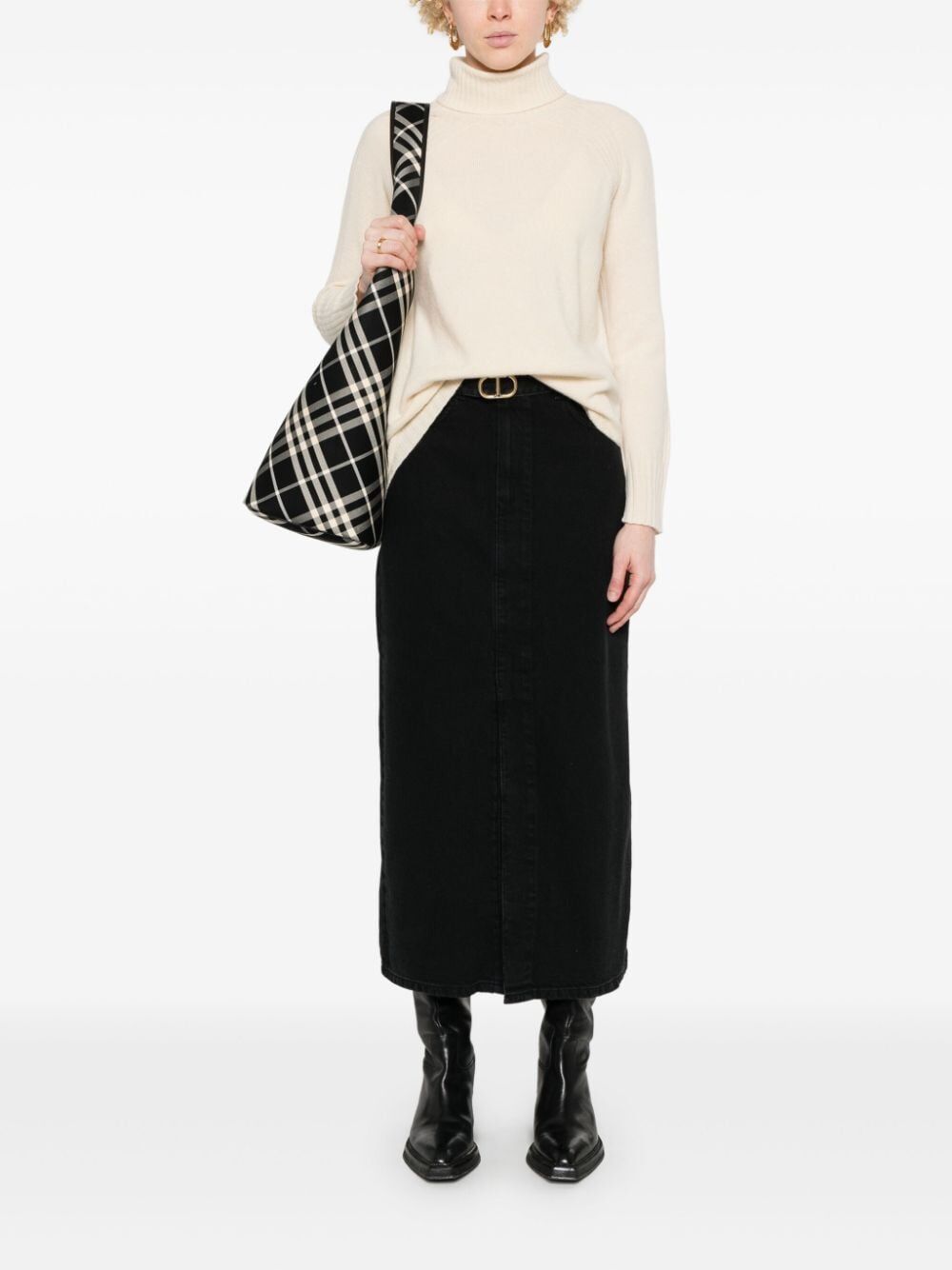 Twinset Roll-neck Wool-cashmere Blend Jumper In White