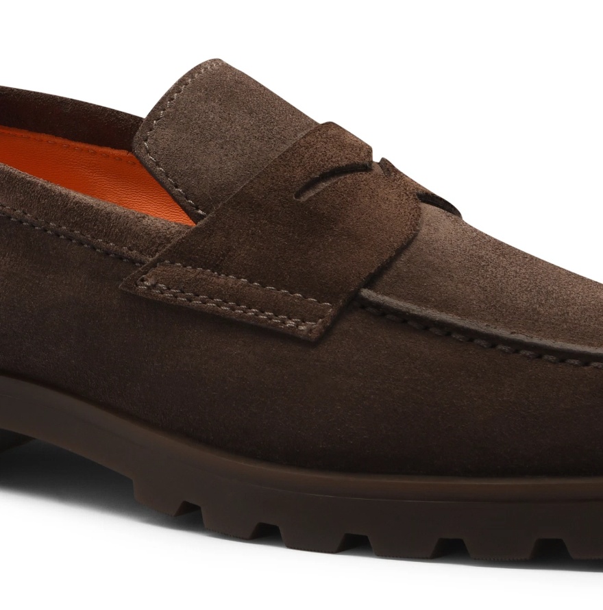 Santoni Men's Rock Suede Lug Sole Penny Loafers
