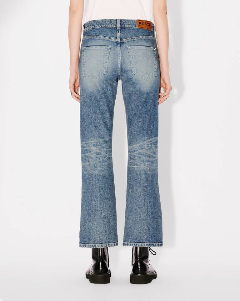 Kenzo Stretch Denim Ayame Wide Jeans In Blue