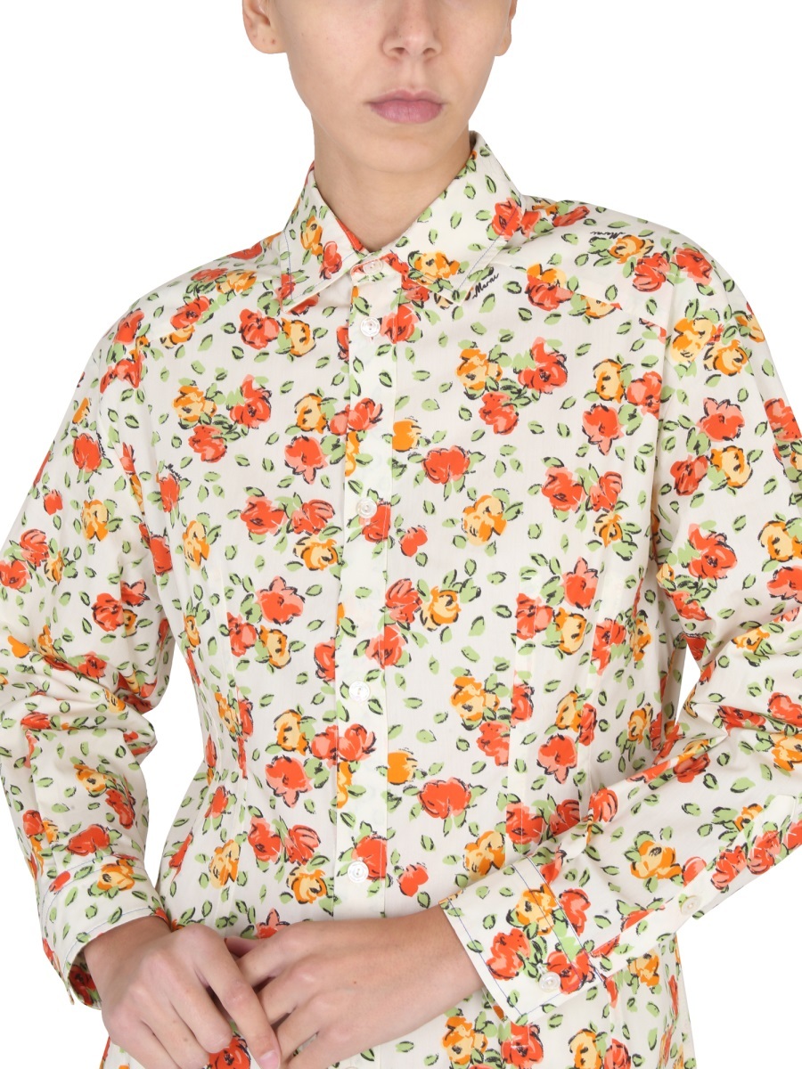 Marni Shirt Dress With Floral Pattern In Multicolor