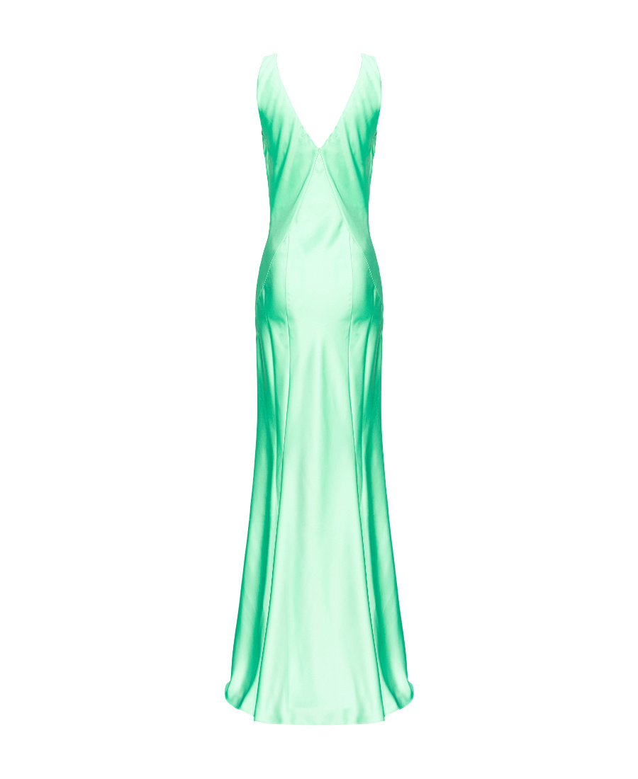 Pinko V-neck Draped Maxi Dress In Green